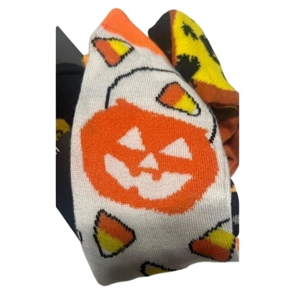 3‎ Pair Lebra Halloween Fashion Crew Socks Cats Pumpkins & Bats Size 9-11 NWT